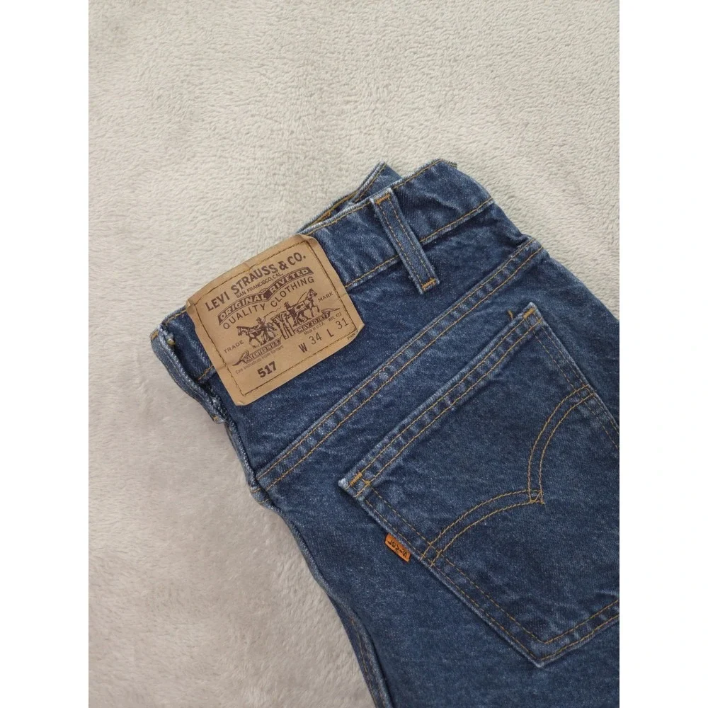 Vintage Levis 517 Orange Tab Jeans Mens 32x30 Straight Leg Blue Denim